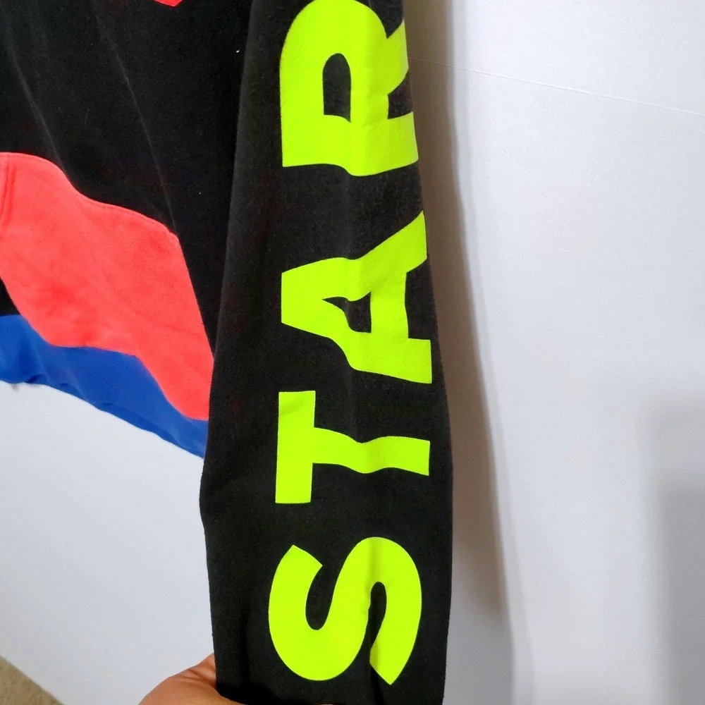 Converse All Star Hoodie Kids Medium Black Neon Logo Pullover Sweatshirt 10-12‎